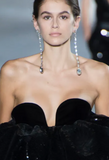 Saint Laurent Silver Crystal Long Dangle Drop Earrings Runway Spring 2018