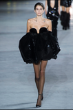 Saint Laurent Silver Crystal Long Dangle Drop Earrings Runway Spring 2018