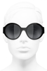 Chanel Black Metallic "CHANEL" Logo Round Sunglasses #
