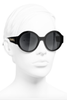 Chanel Black Metallic "CHANEL" Logo Round Sunglasses #