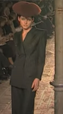 Givenchy by Alexander McQueen Black Gold Lurex Striped Power Shoulder Suit Runway Fall 1997
