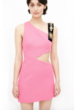 Fausto Puglisi Pink Cut Out Gold Chain Strap Mini Dress Fall 2015