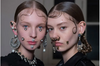 Givenchy Pearl Drop Black Bead Half Moon Disc Earrings Runway Fall 2015