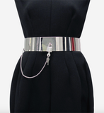 Dolce Gabbana Silver Metal Chrome Pad Lock Corset Belt Runway Spring 2007