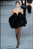 Saint Laurent Black Velvet Heart Shape Neckline Sequin Puff Cocktail Dress Runway 2018