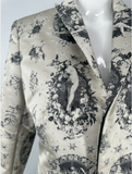 Jean Paul Gaultier Black White Satin Angel Cherub Dove Holy Star Print Blazer Jacket