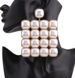 Vintage Oversized Square Pearl Earrings
