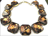 Gucci Brown Amber Gold Pyramid Crystal Necklace 2013