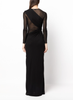 Saint Laurent Black Sheer Panel Cut Out Draped Runway Gown Fall 2022