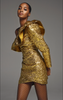 Dundas Gold Foil Baroque Print One Shoulder Ruffle Dress