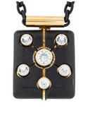 Lanvin Black Square Oversized Crystal Pendant Necklace FW2009