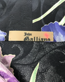John Galliano Purple and Violet Floral Print Kimono Style Blouse