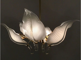 Spectacular six leaf handblown Murano glass chandelier designed by Franco Luce 1970's