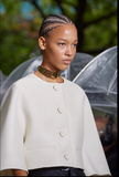 Lanvin Gold Metal Silver Pavé Crystal Accents Choker Necklace