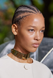 Lanvin Gold Metal Silver Pavé Crystal Accents Choker Necklace