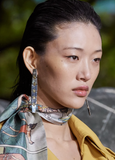 Lanvin Gold Metal Silver Pavé Crystal Accents Choker Necklace