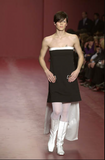 Fendi Black Short Mini with Long Train Dress Gown Bride Finale Look Fall 2001