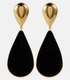 Saint Laurent Black Gold Tear Drop Hour Glass Velvet Earrings