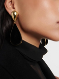 Saint Laurent Black Gold Tear Drop Hour Glass Velvet Earrings