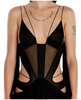 Mugler Black Cut Out Sheer Strap Gown