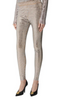 Burberry Silver Metallic Sequin Paillette Nude Stretch Leggings