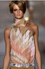 Roberto Cavalli Pink Orange Rose Creme Diamond Print Asymmetric Wrap Neck Body Suit Top