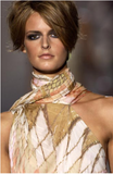 Roberto Cavalli Pink Orange Rose Creme Diamond Print Asymmetric Wrap Neck Body Suit Top
