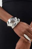 Alexander McQueen Silver Carved Sculptural Iris Bracelet Set