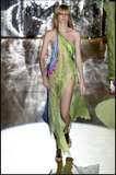 Roberto Cavalli Turquoise Pink Yellow Optical Illusion Print Silk Slip Dress Gown Spring 2001