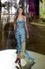 Roberto Cavalli Turquoise Pink Yellow Optical Illusion Print Silk Slip Dress Gown Spring 2001