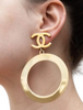 Chanel Gold Oversized Hoop CC Logo Earrings