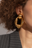 Saint Laurent Gold Ripped Door Knocker Earrings