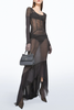 Dolce Gabbana Gown Dark Gray Black Sheer Corset Structured Silk Chiffon Asymmetric Hem Dress