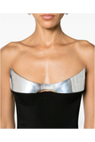 Mugler Black Silver Metallic Bra Wings Bustier Corset Dress Gown