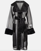 Dolce Gabbana Black Sheer Fur Cuff Trench Coat