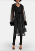 Dolce Gabbana Black Sheer Fur Cuff Trench Coat
