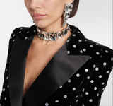Balmain Silver Crystal Square Cascading Earrings