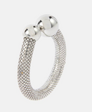 Paco Rabanne Silver Snake Scale Oversized Round Hoop Ball Closure Earrings