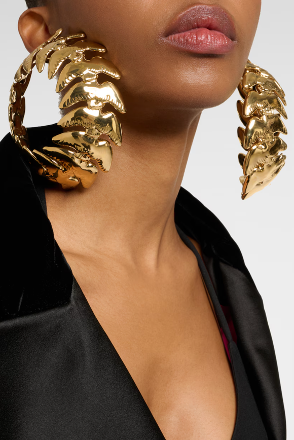 Nina Ricci Gold XL Oversized Flock Of Birds Schiaparelli Style Hoop Earrings