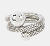 Paco Rabanne Silver Snake Ball Armband Elbow Cuff Bracelet