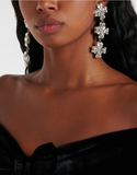 Alessandra Rich Crystal Cross Triple Dangling Chandelier Earrings