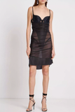 Mugler Black Sheer Layered Corset Body Dress