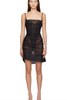 Mugler Black Sheer Layered Corset Body Dress