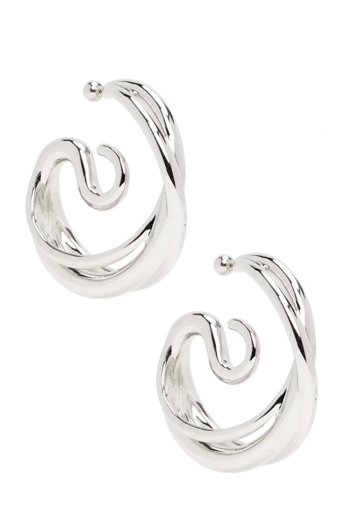 Panconesi Silver Large Triptych Swirl Earrings