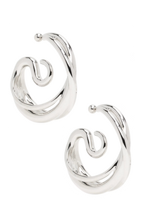 Panconesi Silver Large Triptych Swirl Earrings