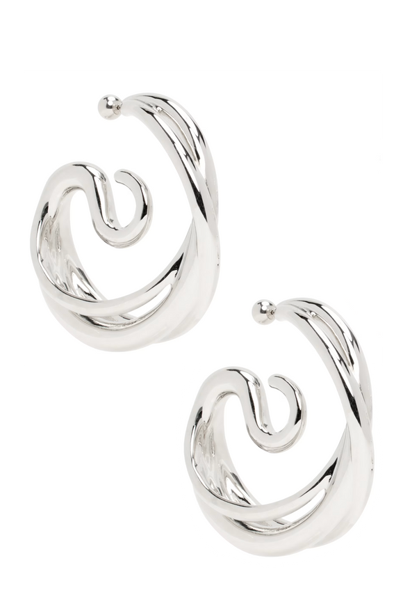 Panconesi Silver Large Triptych Swirl Earrings