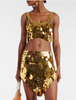 Paco Rabanne Gold Chain Mail Oversized Sequin Crop Top