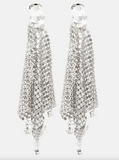 Paco Rabanne Silver Chainmesh Crystal Disco Earrings