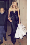 Dsquared Black Silk Lace Bow Bustier Dress Gown