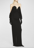 Saint Laurent Black Bustier with attached Gloves Gown Dress
